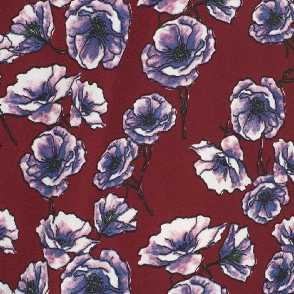 HINGE Maroon Floral Print V-Neck Blouse - Picture 14 of 14